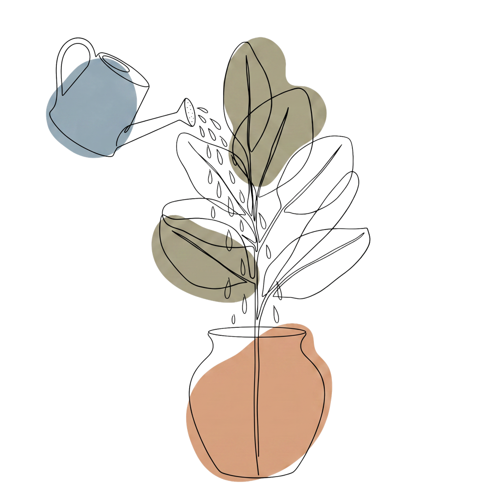 Illustration: Gießkanne, die eine Pflanze gießt